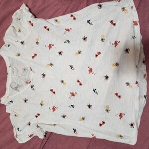 Flamingo Print Kids Shirt - White